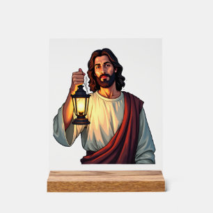 Jesus Stille Lantaarn Vintage Gravure T-shirt Acryl Bord