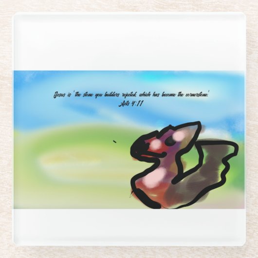 jesus stone glazen onderzetter (Voorkant)