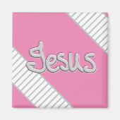 Jesus Striped Pattern Magnet Magneet (Voorkant)