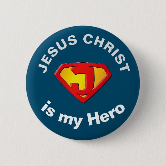 Jesus Super Hero Christelijke Button (Voorkant)