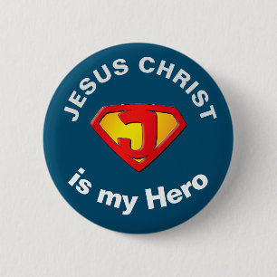 Jesus Super Hero Christelijke Button