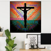 Jésus sur la croix, Non-violence, affiche d'accept (Bureau à domicile)