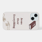 "Jésus sur tout" IPhone 15 téléphone case (Verso Horizontal)