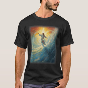 Jesus Surfer Heaven Wave Surfen Christelijk Surf B T-shirt