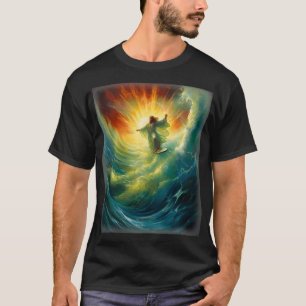 Jesus Surfer Heaven Wave Surfen Christelijk Surf B T-shirt