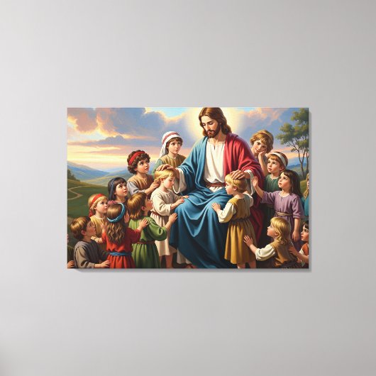 Jesus Surrounded by Children Canvas Afdruk (Voorkant)