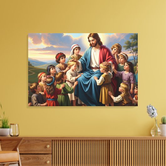 Jesus Surrounded by Children Canvas Afdruk (Insitu (Woonkamer))