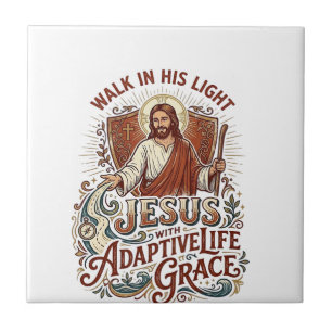 Jesus T-shirt voor stimulans voor mensen met een b Tegeltje