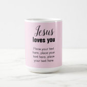Jésus t'aime avec ton message, mug chrétien (Centre)