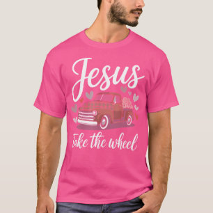 Jesus Take The Wheel Christelijk Truck Roze Auto L T-shirt