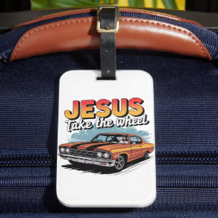 Jesus Take the Wheel Muscle Car Bagagelabel