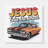 Jesus Take the Wheel Muscle Car Magneet (Voorkant)