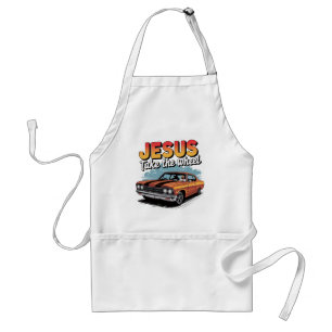 Jesus Take the Wheel Muscle Car Standaard Schort
