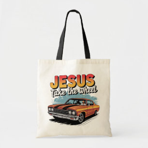 Jesus Take the Wheel Muscle Car Tote Bag