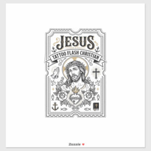 Jesus Tatoeage Flash Christelijke Jezus Tatoeage F Sticker