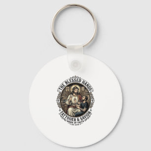 Jesus Tattoo Artist Studio T-Shirt Inspirerend F Sleutelhanger