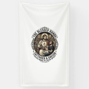 Jesus Tattoo Artist Studio T-Shirt Inspirerend F Spandoek