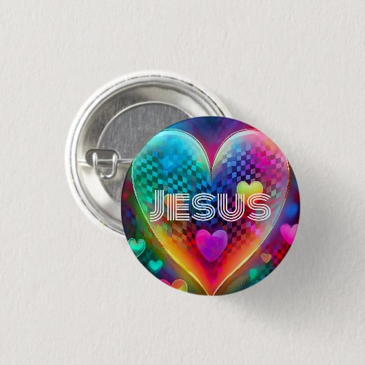 Jesus Techno Heart Button (Voorkant /achterkant)
