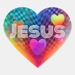 Jesus Techno Heart Hart Sticker