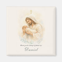 Jésus tenant un bébé Magnet de rappel pour le bapt