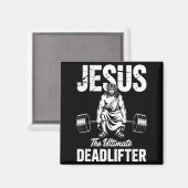 Jesus The Deadlifter Funny Christian Gym Pun Magneet (Voorkant / Achterkant)