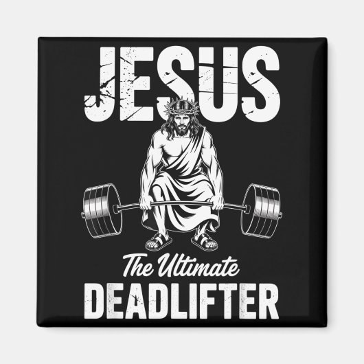 Jesus The Deadlifter Funny Christian Gym Pun Magneet (Voorkant)
