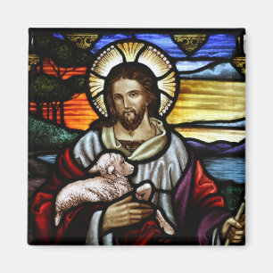 Jesus The Good Shepherd Glas in lood Magnet Magneet