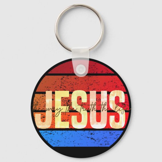 Jesus, the way the truth and the life sunset sleutelhanger (Achterkant)