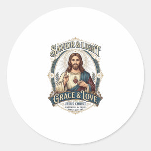 Jesus Thrift Store Vintage Jacht Grafische T-shirt Ronde Sticker