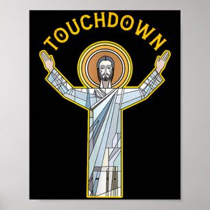Jesus Touchdown Leuk Christelijk Geloof Zeggende M Poster