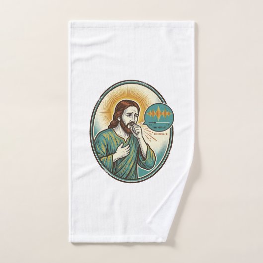 Jésus tousse au milieu d'un message audio de note (Serviette à main)