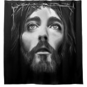 Jésus traverse noir blanc rideau de douche (Devant)