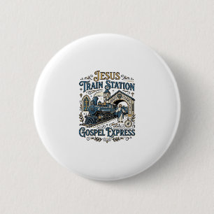 Jesus Treinstation Gospel Express Jesus Treinstati Ronde Button 5,7 Cm
