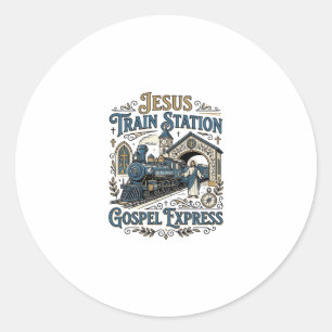 Jesus Treinstation Gospel Express Jesus Treinstati Ronde Sticker