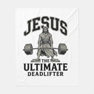 Jesus ultieme deadlifter vintage gymshirt ontwerp fleece deken