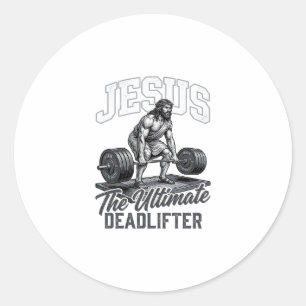 Jesus ultieme deadlifter vintage vector shirt Des Ronde Sticker