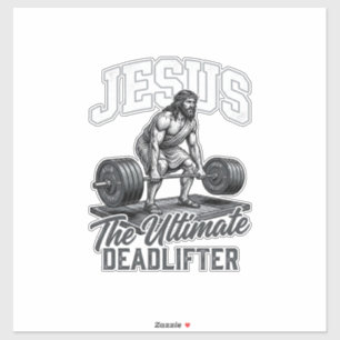 Jesus ultieme deadlifter vintage vector shirt ontw sticker