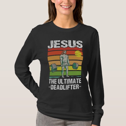 Jesus Ultimate Deadlifter Gym Workout T-shirt (Voorkant)