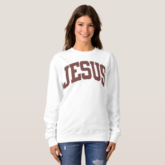 JESUS Varsity Print Basic Crewneck Sweatshirt (Devant entier)