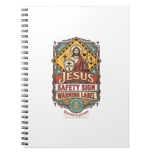 Jesus Veiligheidsbord Waarschuwingslabel Jezus Vei Notitieboek (Voorkant)