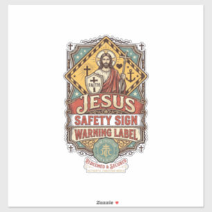 Jesus Veiligheidsbord Waarschuwingslabel Jezus Vei Sticker