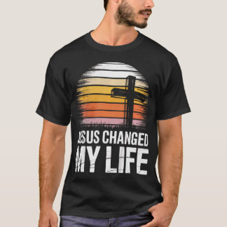 Jesus Veranderde Mijn Leven Retro Kruis T-shirt
