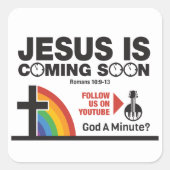 Jésus Vient Bientôt Stickers Carrés 20 par feuille (Devant)