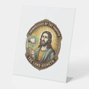 Jesus Vind-ik-niet-knop Sociale Media Hater Troll Reclamebord Met Voetstuk