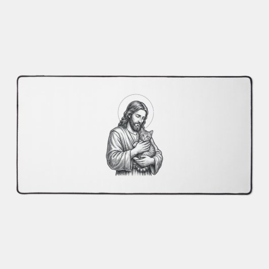 Jésus vintage tenant un chat gravure graphique_1 (Recto)