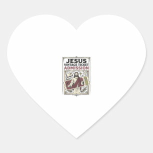 Jesus Vintage Ticket Toegang Jesus Vintage Ticke Hart Sticker