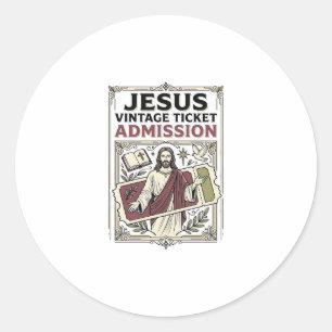 Jesus Vintage Ticket Toegang Jesus Vintage Ticke Ronde Sticker
