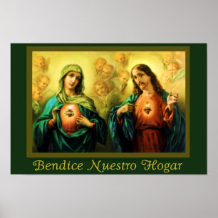 Jesus & Virgen Bendicion del Hogar Spaans Poster