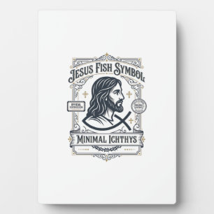 Jesus Vis Symbool Minimaal Ichthys Jezus Vis Minim Fotoplaat