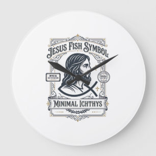 Jesus Vis Symbool Minimaal Ichthys Jezus Vis Minim Grote Klok